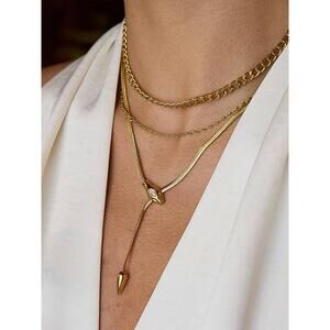Gildora 18K Gold Non-Tarnish Serpent Y Lariat Necklace